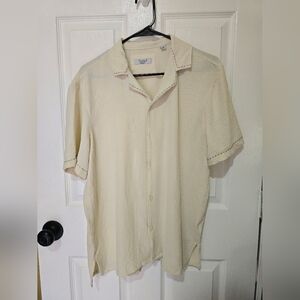 Cream Short-Sleeve Button-Down Camp Shirt